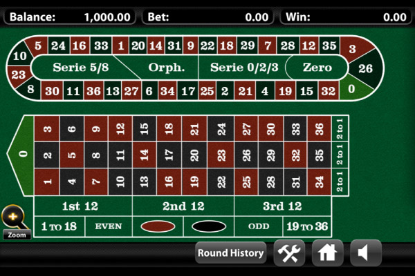 Example of an European Roulette Table on Mobile