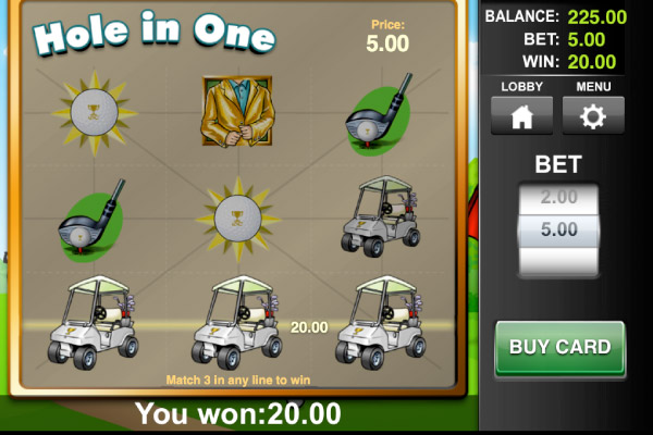 Hole in One Mobile Scratch Card Win