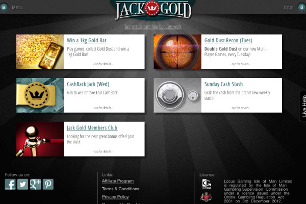 Jack Gold Mobile Casino Promotions