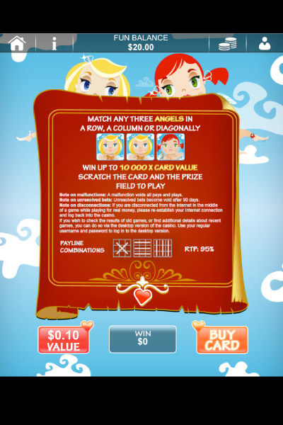 Love Match Mobile Scratch Card Paytable