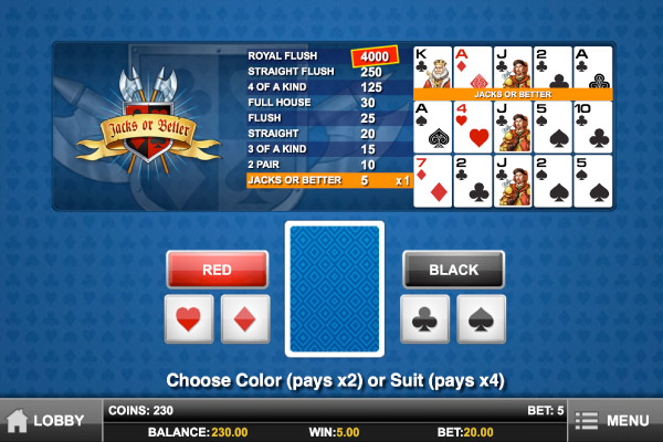 Play'n Go Jacks or Better Gamble Feature