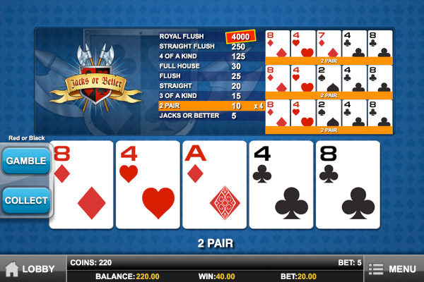 Play'n Go Jacks or Better Mobile Video Poker Win
