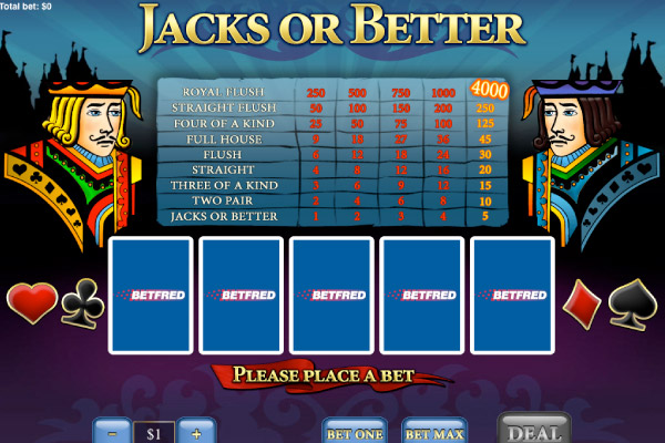 Playtech Jacks or Better Mobile Video Poker Screenshot