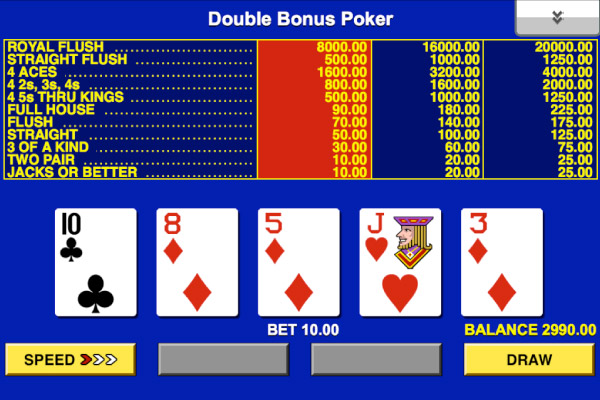 Mobile Double Bonus Video Poker Screenshot