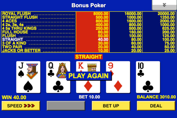Mobile Game King Bonus Poker IGT Straight