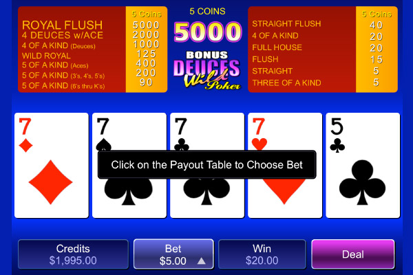 Bonus Deuces Wild Video Poker Win