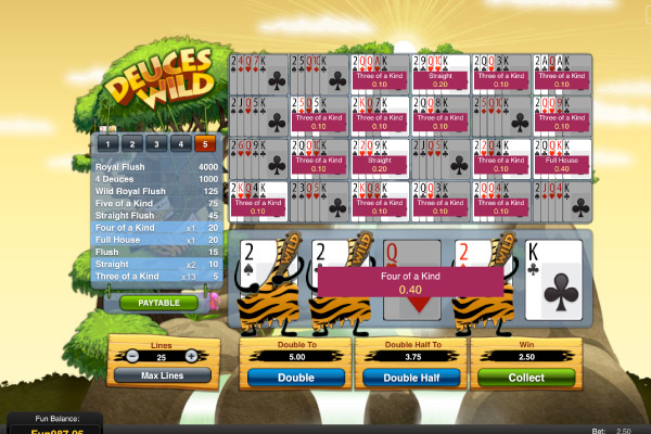 Deuces Wild Deluxe Video Poker Four of Kind