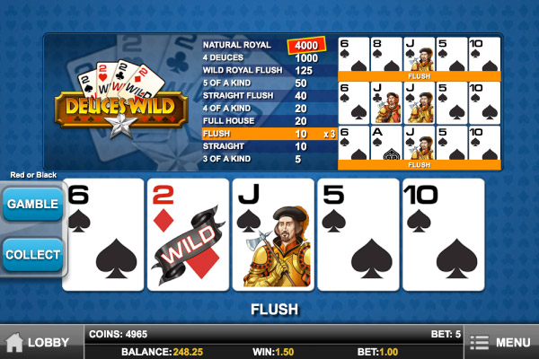 Deuces Wild Mobile Poker Flush