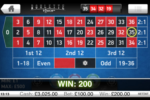 BGO Vegas NetEnt Touch Roulette