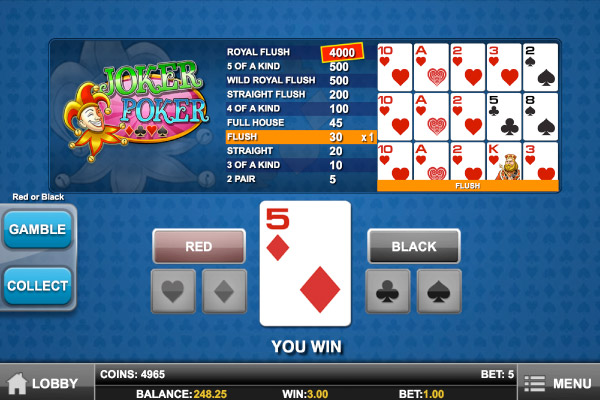 Joker Poker Mobile Video Poker Gamble Feature