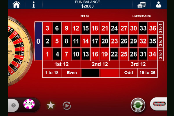 Playtech European Roulette Table Screenshot