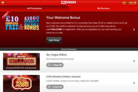 Sky Vegas Welcome Bonus