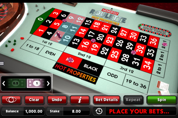 Mobile Monopoly Roulette Hot Properties Table