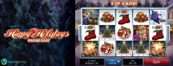 Microgaming Happy Holidays Mobile Slot Screenshot