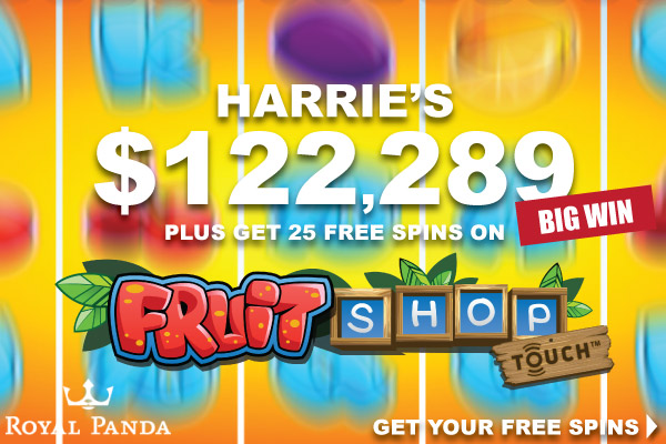 Get Your Fruit Shop Free Spins at Royal Panda Mobile Casino