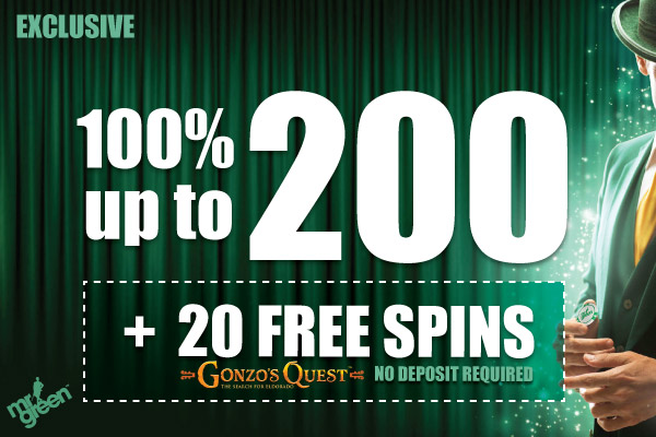 Exclusive 100% Bonus + 20 Gonzo's Quest Free Spins