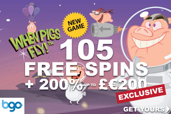 Get 105 When Pigs Fly NetEnt Free Spins At BGO Casino
