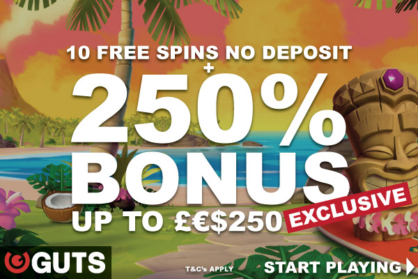 Start Playing With Your 10 Guts Free Spins + Bigger 250% Bonus