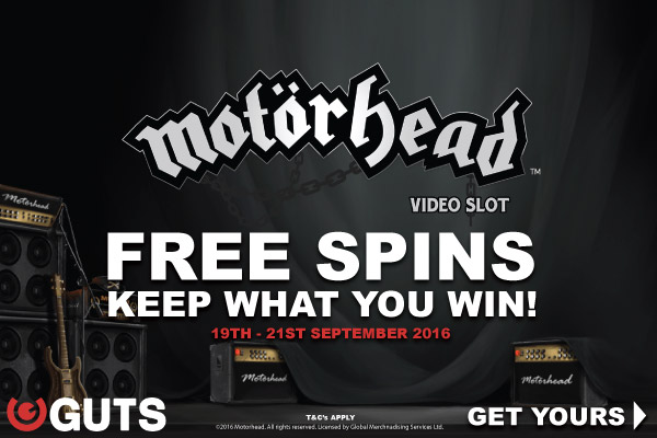 Get Your NetEnt Motorhead Free Spins Bonus At Guts Casino