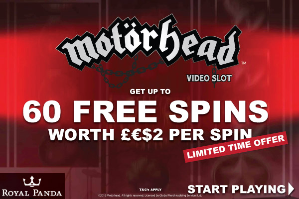 Get Your Motorhead Slot Free Spins At Royal Panda Mobile Casino