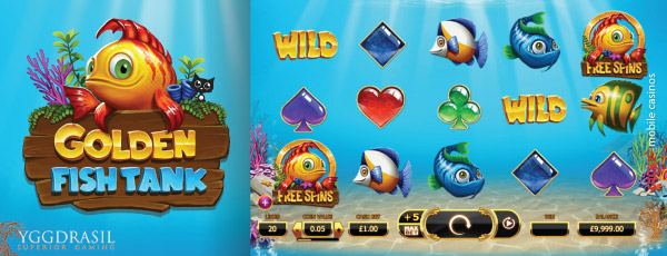 Yggdrasil Golden Fish Tank Mobile Slot Reels Screenshot