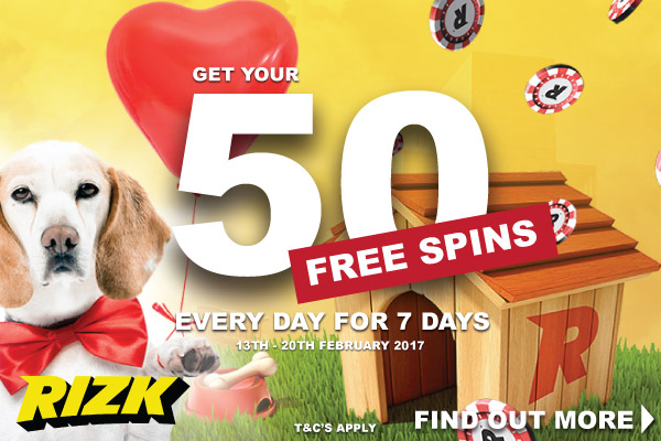 Get 50 Casino Free Spins Per Day Until 20th Feb 2017