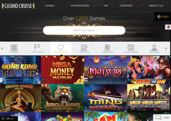 CasinoCruise Mobile Slots Search & Menu