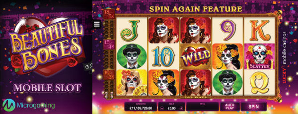 Microgaming Beautiful Bones Mobile Slot Bonus Feature