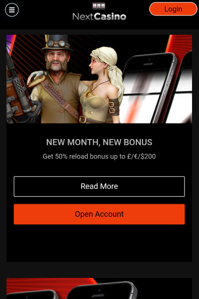 NextCasino Promotions Page