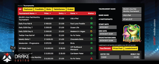 Current and Upcoming Drake Casino Tournaments Listed