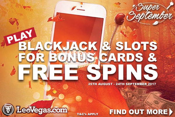Get Leo Vegas Free Spins & Blackjack Bonus Cards This September