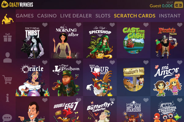 CrazyWinners Mobile Casino Scratchies