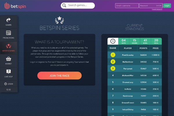 Betspin Mobile Casino Slot Tournaments