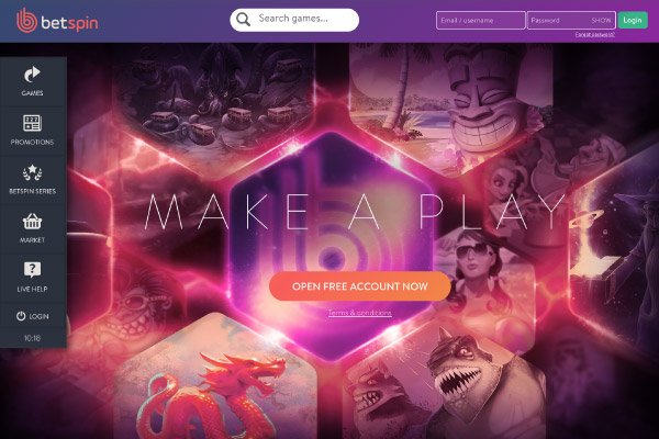 New Betspin Casino Lobby