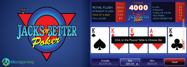 Microgaming Jacks Or Better Video Poker With 99% RTP