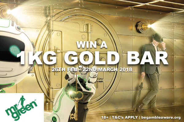 Win A 1KG Gold Bar At Mr Green Mobile Casino In March