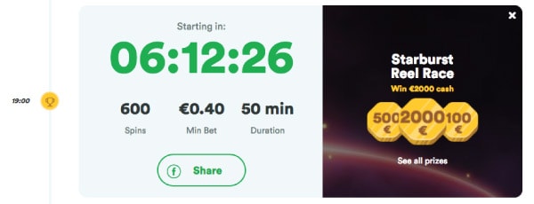 Example Casumo Reel Race Countdown With Prize Money & Game