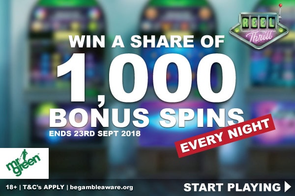 Win A Share Of 1,00 Mr Green Bonus Spins Every Night