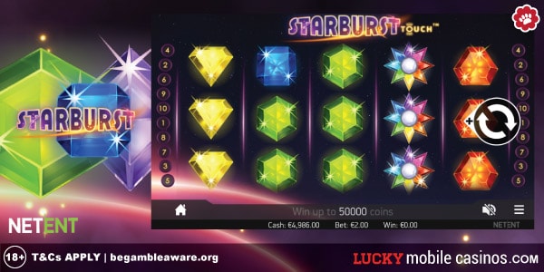 NetEnt Starburst Slot Machine On Mobile With Expanding Wilds