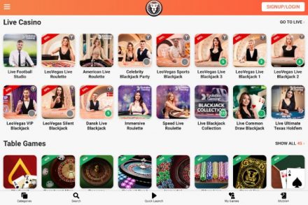 Leo Vegas Live Casino Games