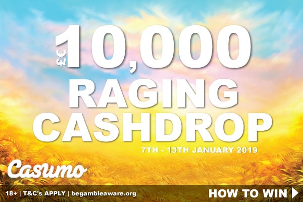 10,000 In Prizes To Be Won In The Casumo Casino Raging Cashdrop
