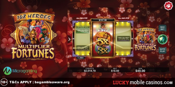Microgaming 108 Heroes Multiplier Fortunes Slot Game