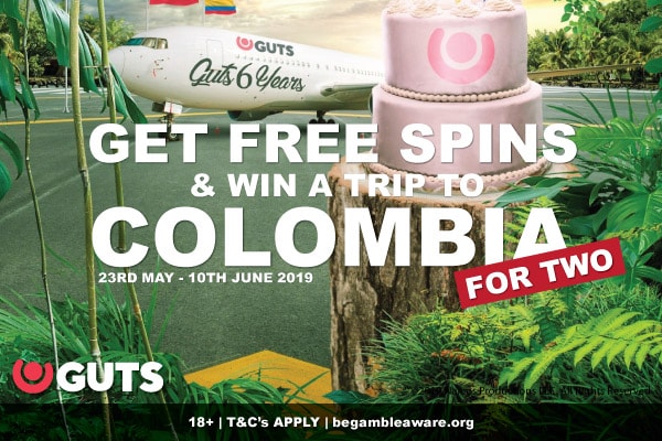 Guts Casino Free Spins & Win A Trip To Columbia for 2