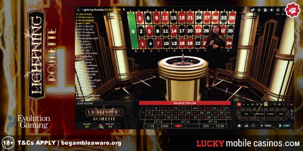 Evolution Live Lightning Roulette Game