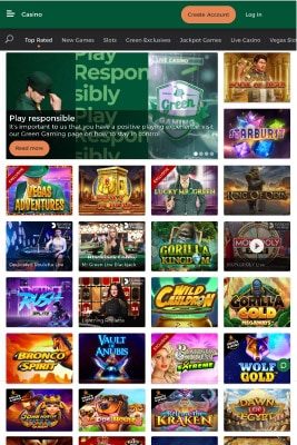 Mr Green casino Lobby 2020