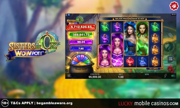 Sisters of Oz WowPot Slot Machine with Progressive Jackpot