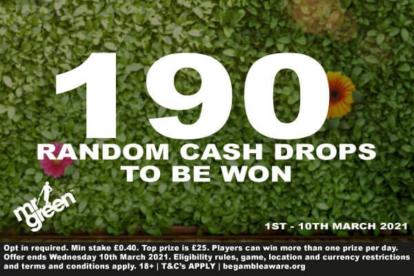 Mr Green Casino UK Random Cash Drops To Be Won