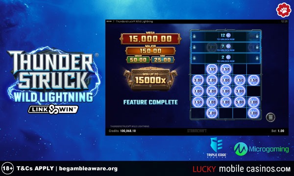 New Thunderstruck Wild Lightning Link & Win Feature