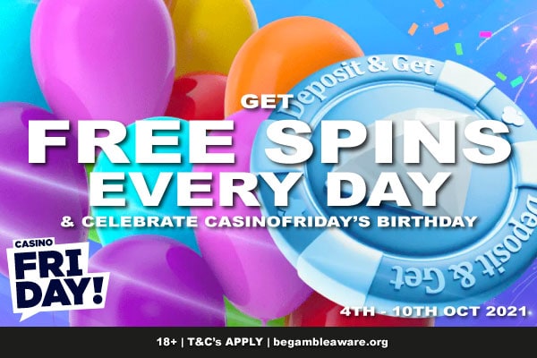 Get CasinoFriday Free Spins Bonuses in October 2021