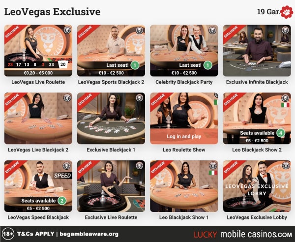 LeoVegas Live Casino Games Examples